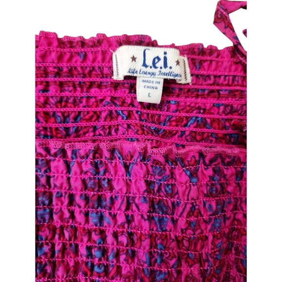 L.E.I. Y2K Babydoll Asymmetrical Handkerchief Top Juniors Large Smocked Fairy - Picture 5 of 8